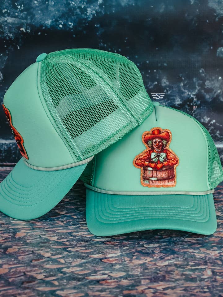 Retro Rodeo Clown Bedruckte Mesh-Trucker-Kappe für den Großhandel von Flying S Company