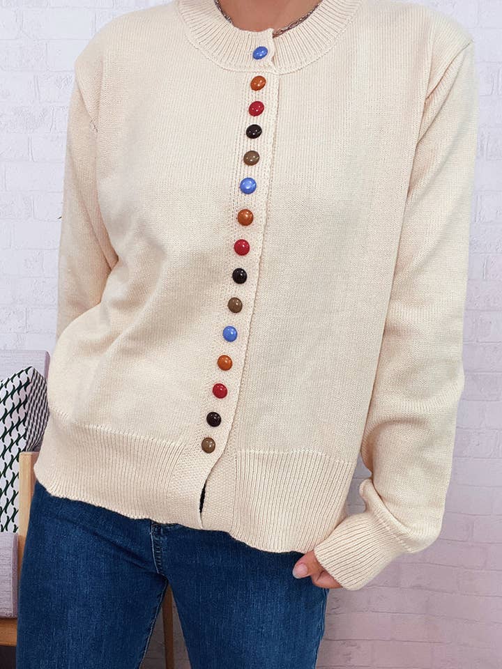 Colorful Button-Front Sweater for wholesale by Mccolin