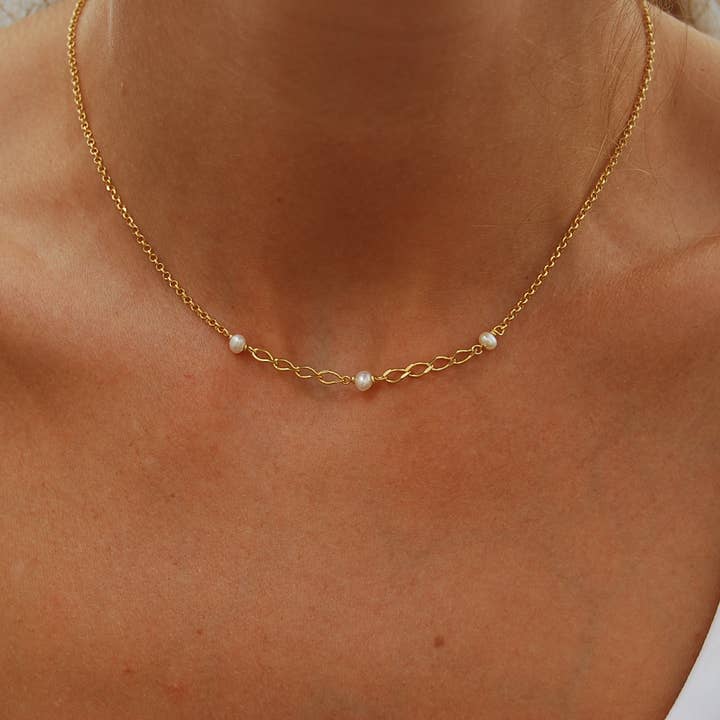 Colar de pérolas, colar em prata 925, colar Y por atacado de Yneda Jewels