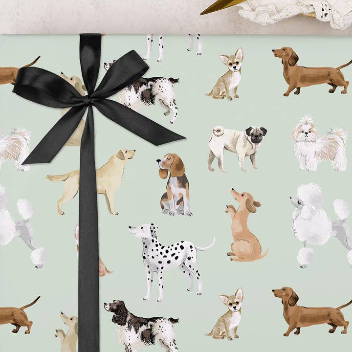 Making Meadows Ltd – wholesale Flat wrap – Mint Dog Wrapping Paper | Gift Wrap1