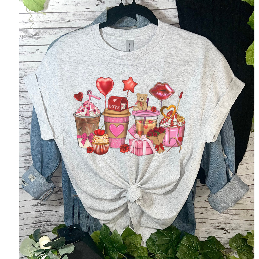 Glidan Ash Grey Valentines Coffee T-shirt or Sweatshirt for wholesale on Faire0