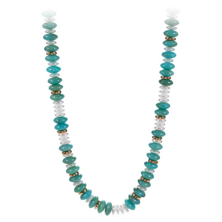 Sensibling Corp. – Colar com missangas/pérolas por atacado – Colar de Pérolas com Contas Redondas Marmoreadas5