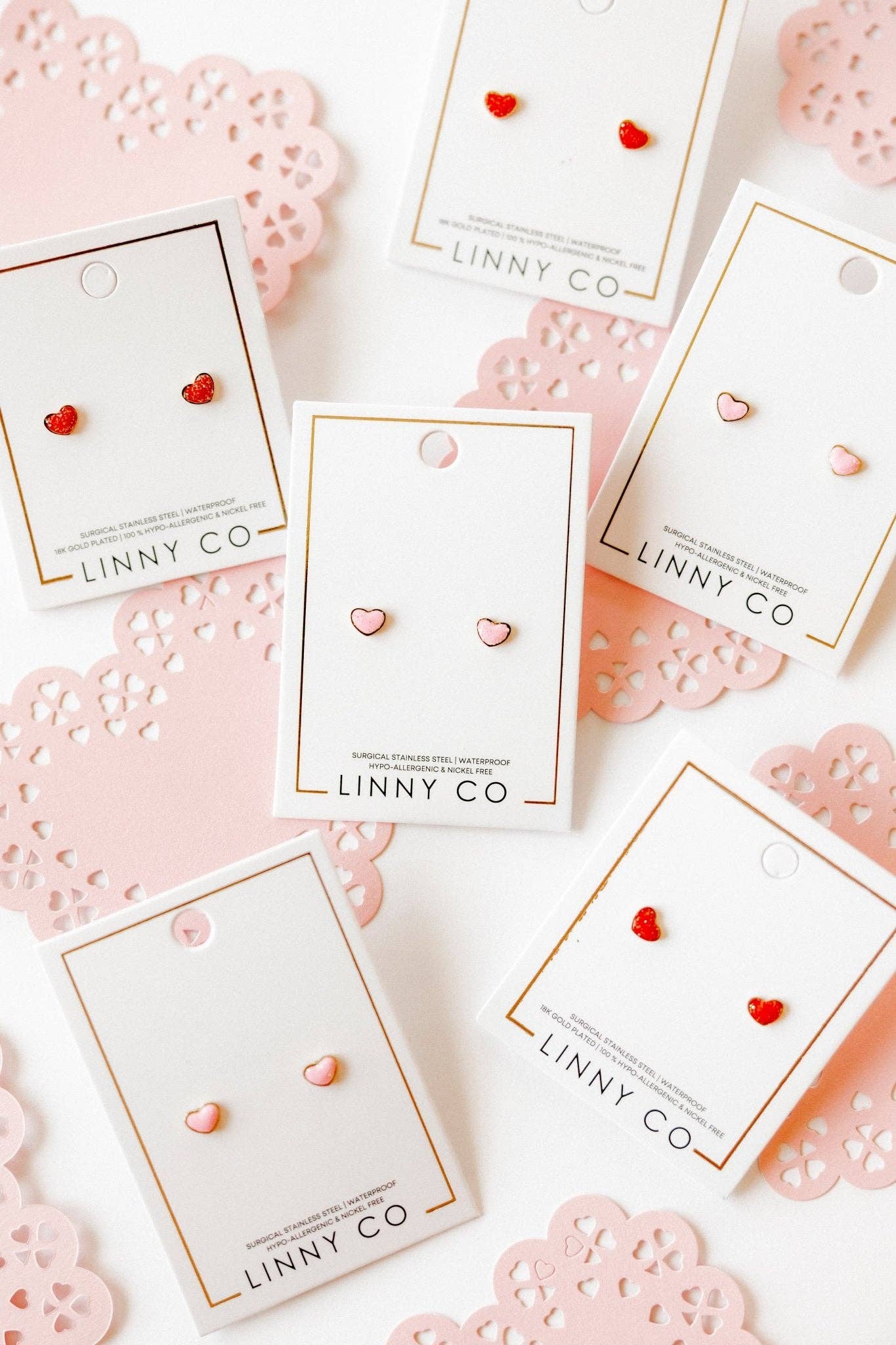 LINNY CO - Wholesale Stud/Post Earrings - Screwback Stud Earrings - Nora Heart Pink7