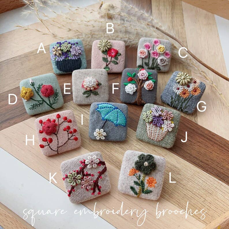 Giggle with Love - Wholesale Brooch - Floral Embroidery Brooch Pin| Handmade Girl Embroidered Pin6