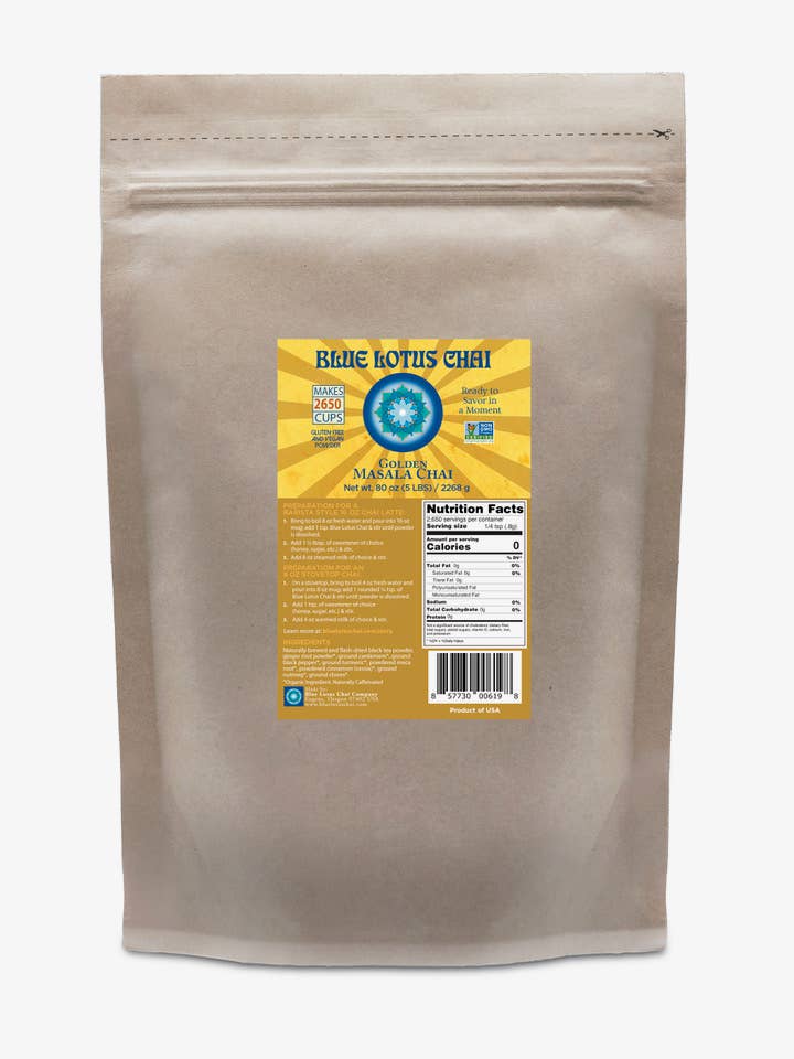 Golden Masala Chai - Zak van vijf pond (2.650 kopjes) voor wholesale door Blue Lotus Chai Company