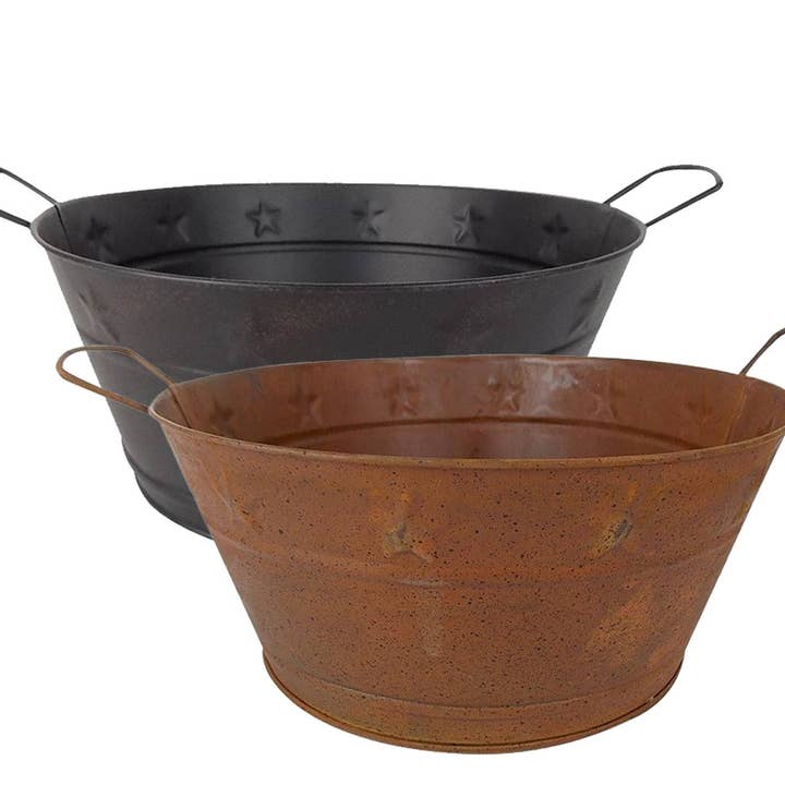 Tin Pan with Embossed Stars on Rim - 10" Dia for wholesale by Birch Maison