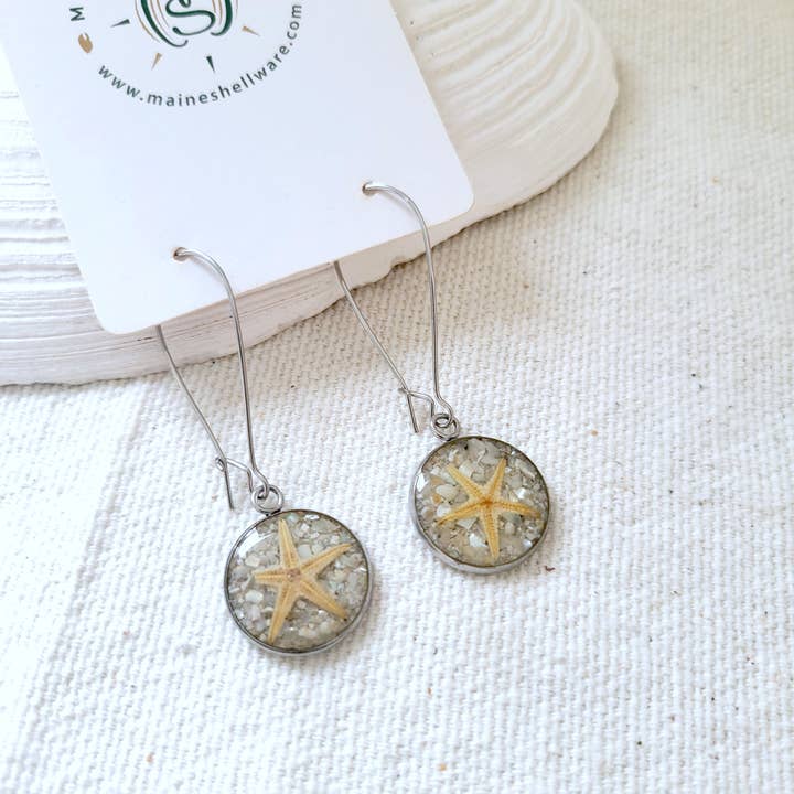 Maine Shellware - Wholesale Dangle Earrings - Stainless Steel Waterfall with Starfish Earrings8