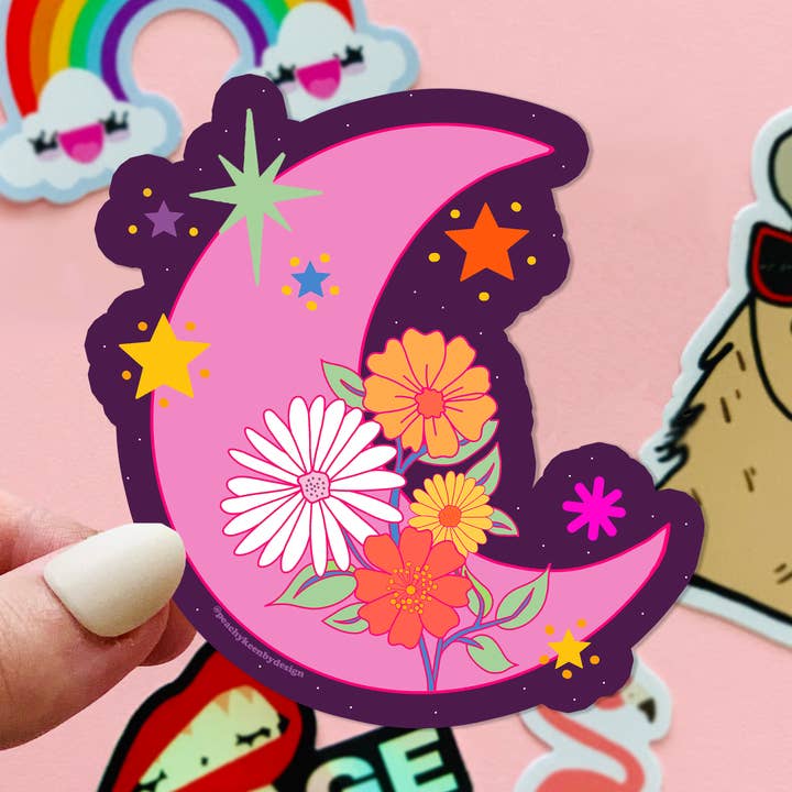 Celestial Moon Sticker for wholesale by Peachy Keen by Design Co