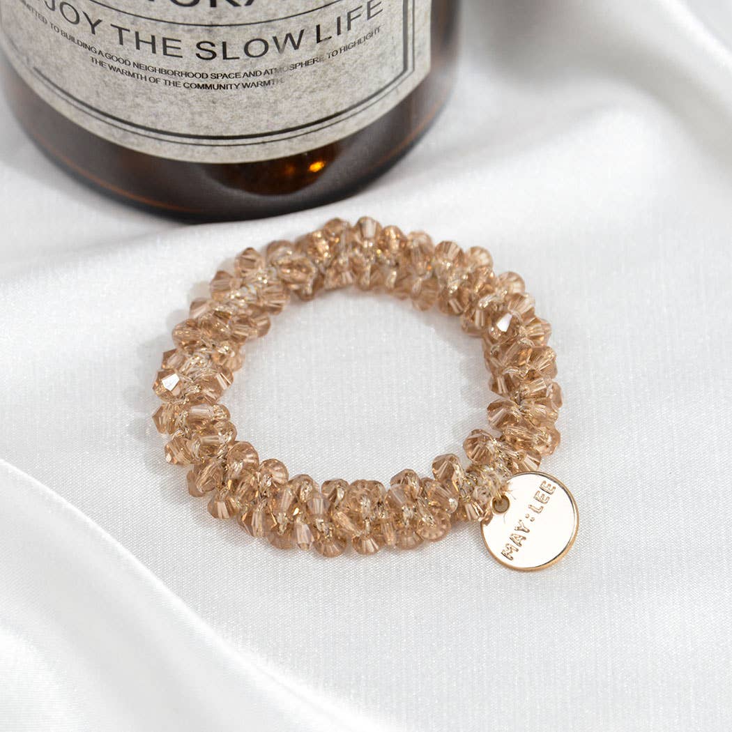 SoapElenGlen - Wholesale Scrunchie - Women's - Crystal Beaded Hair Scrunchies Bracelet5