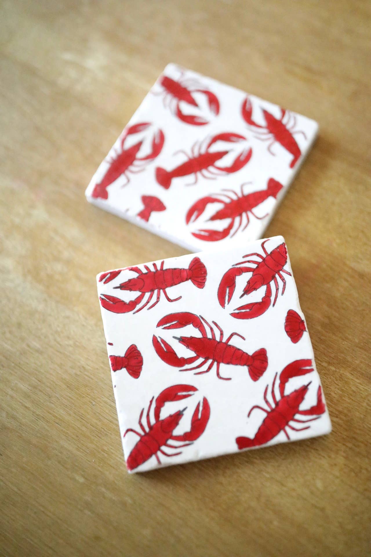 Lace, Grace & Peonies Marble Coasters - Vente Sous-verre - Sous-verre nautique en marbre Lobster4