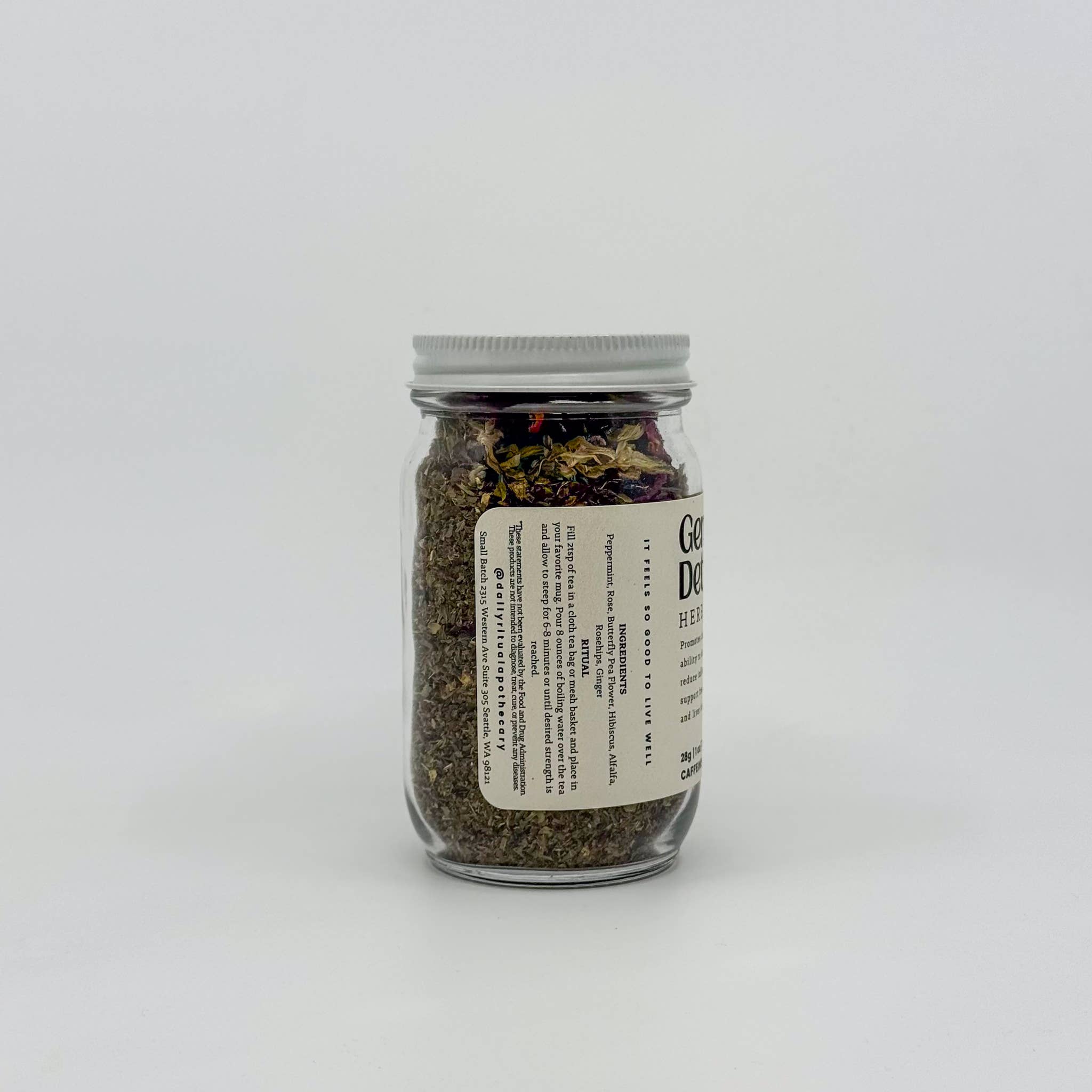 Daily Ritual Apothecary - Wholesale Loose Tea - Gentle Detoxer Loose Leaf Herbal Tea | Glass Jar1