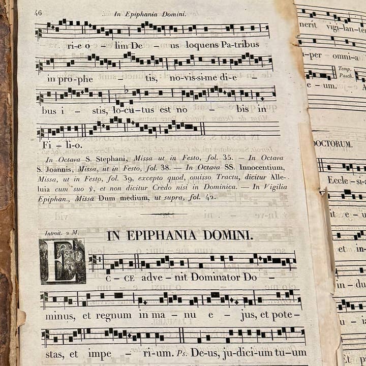 Monahan Papers - Wholesale Retailer Display - Paper & Novelty - Original Page from 1700s Antiphonarium - 250 Yrs Old - Set/32