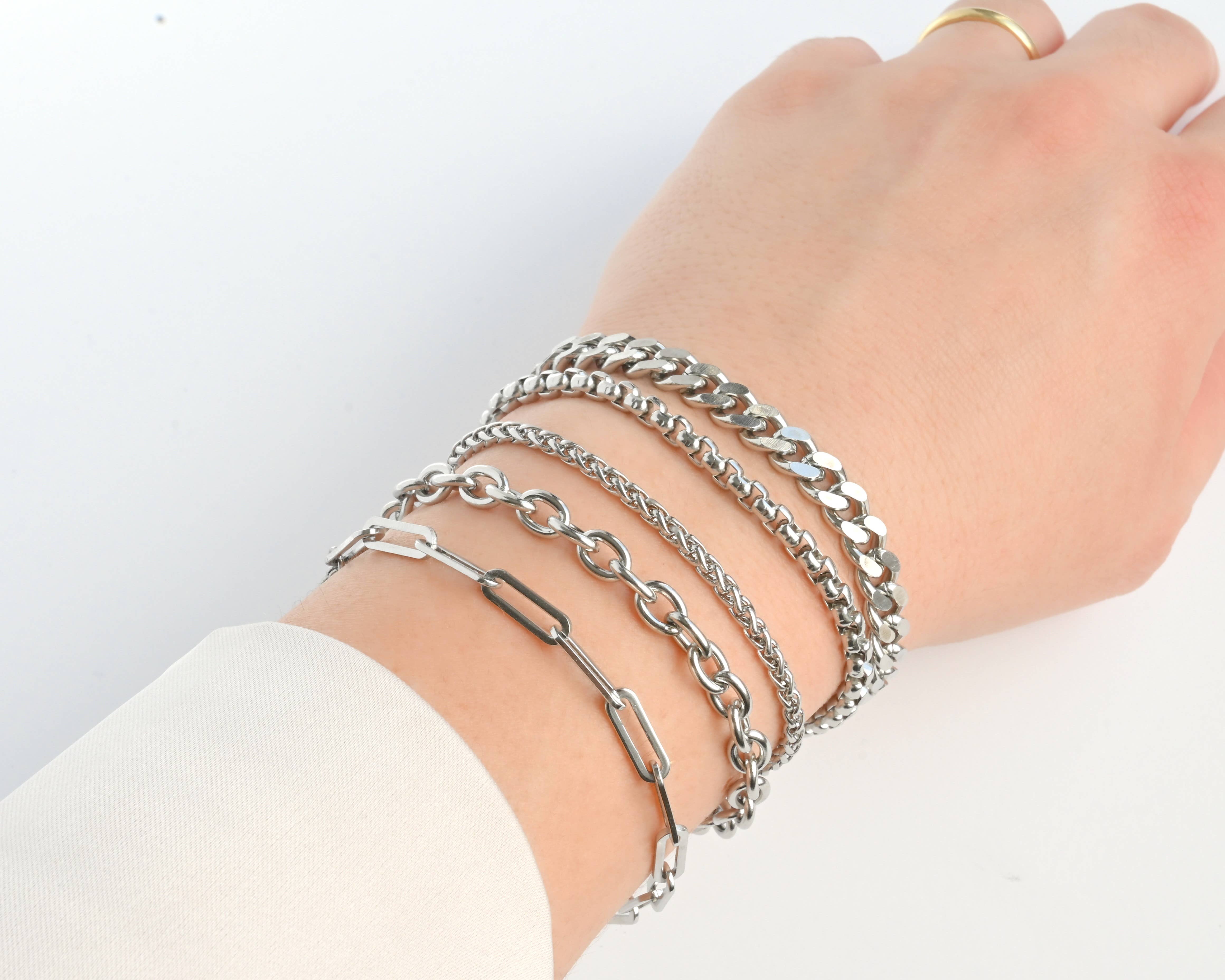 Blueyejewelry - Vente Bracelets maillon et chaîne - Bracelets audacieux en acier inoxydable - Bracelet épais en or et en argent13