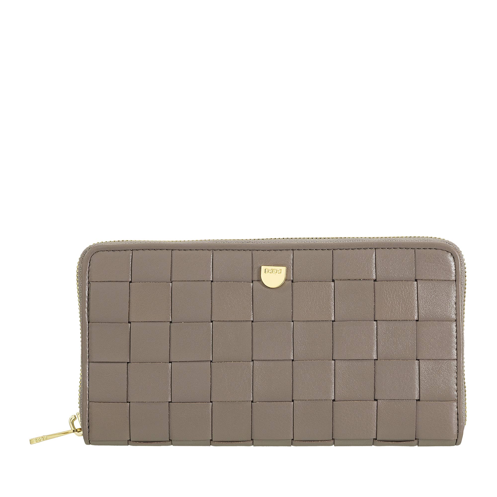 dudu - Wholesale Wallet - Women's - Dudu Women'S Leather Woven Wallet Zip Around Taupe0