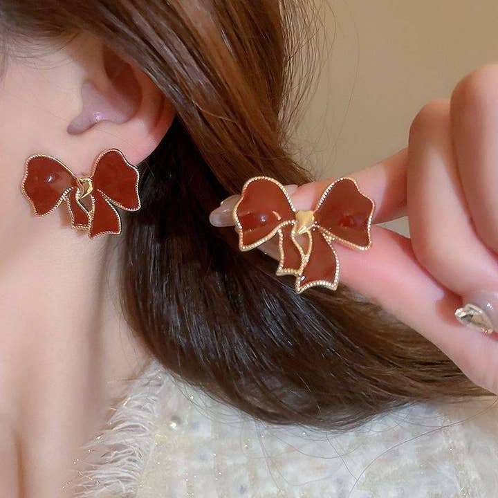 Vintage Red Rose Petal Earrings for wholesale by MoodGold