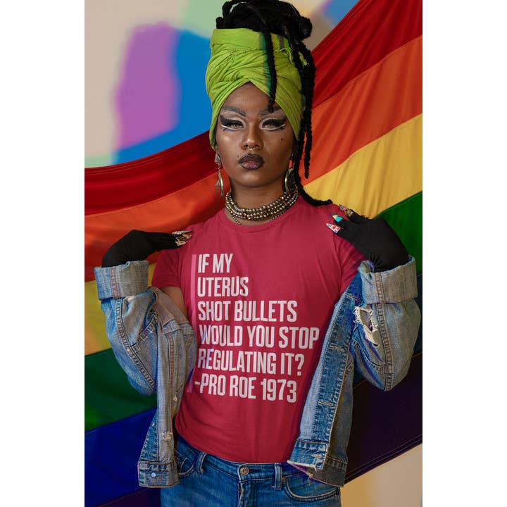 Camiseta feminina relaxada If My Uterus Shot Bullets por atacado de LimenDime Market