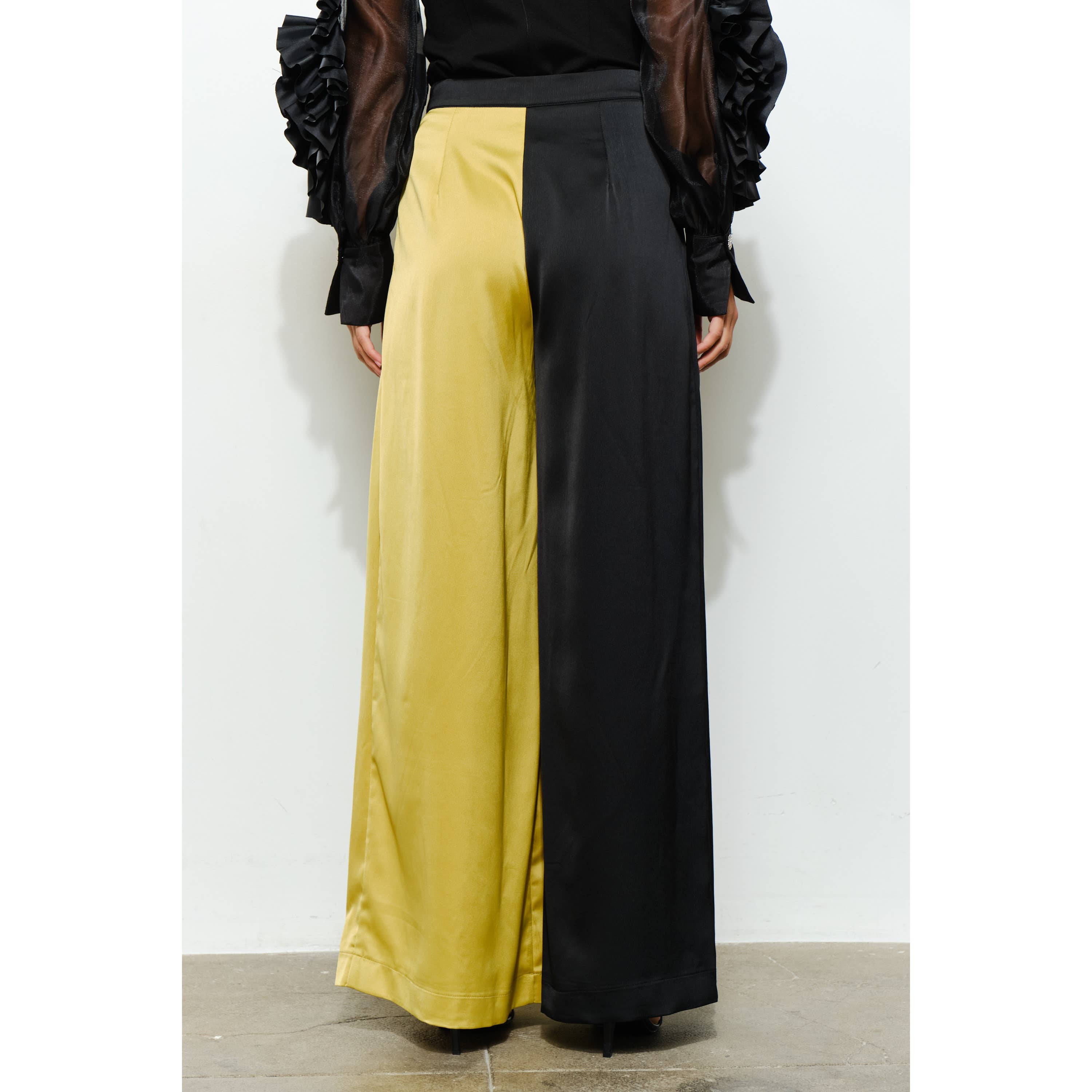 BLACK MUSTARD High Waist Color-Block Pleated Wide-Leg Pants for wholesale on Faire3