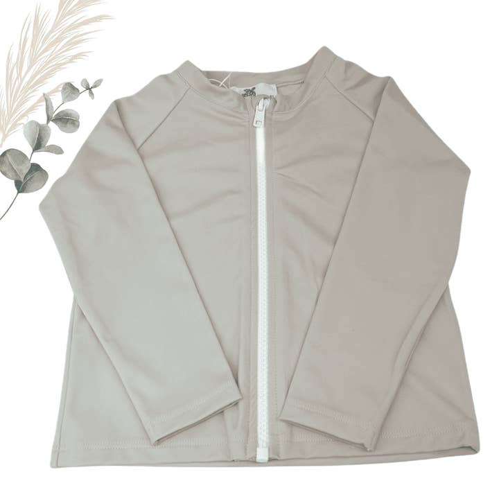 UV-werend T-shirt met Lange Mouwen Zandkleurig met Rits voor wholesale door Drôles de Marmots