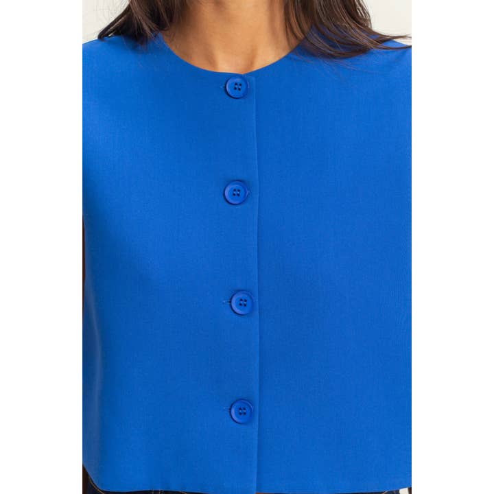 HYFVE - Wholesale Shirt - Women's - DZ25C597-Woven Sleeveless Buttoned Vest Top
