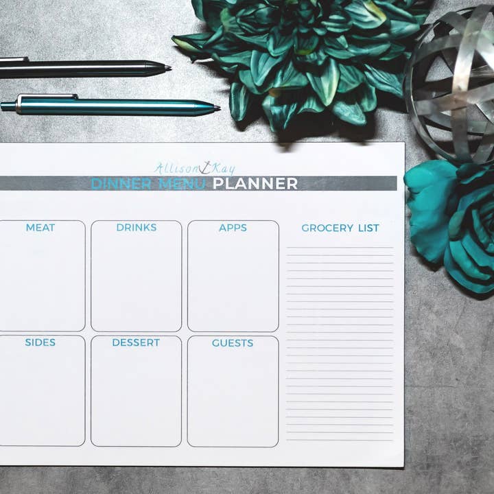 Dinner Menu Planner Note Pad for wholesale by Allison Kay Designs Co.