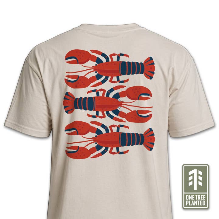 Modern Lobster Back Print Tee – Coastal Graphic Shirt for wholesale by Symmetree