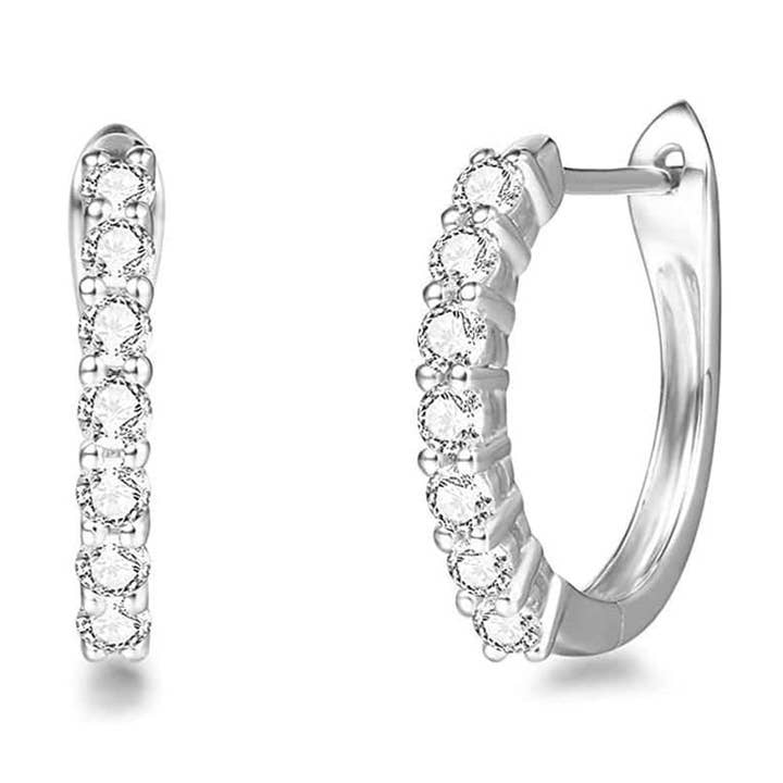 Aretes de oro blanco de 14 k y diamantes moissanita para venta al por mayor de Fanci Me Jewelry