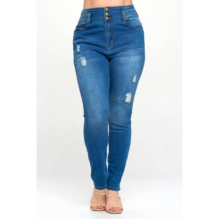 Blue Turtle - Wholesale Jeans – Women’s - Stacked To The Max High Waist Plus Skinny Jeans Light Blue6