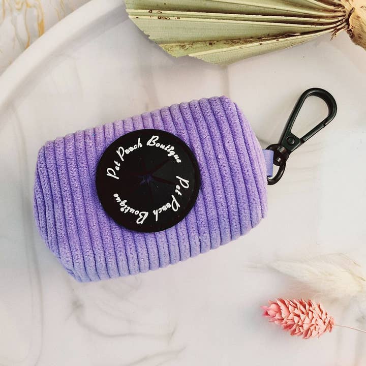 Pastel Purple Cord Dog Poo Bag Holder *Free roll of poo bags for wholesale by Pet Pooch Boutique