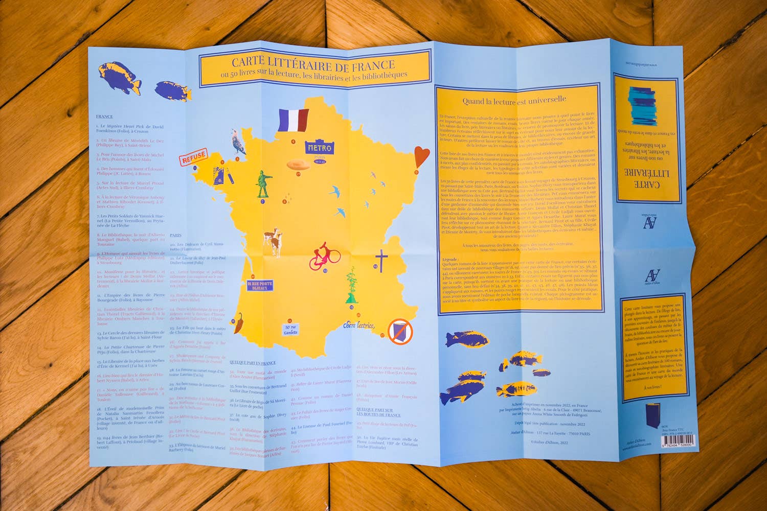 Atelier d’Albion - Wholesale Everyday Greeting Card - Literary map or 100 books on reading, bookstores5