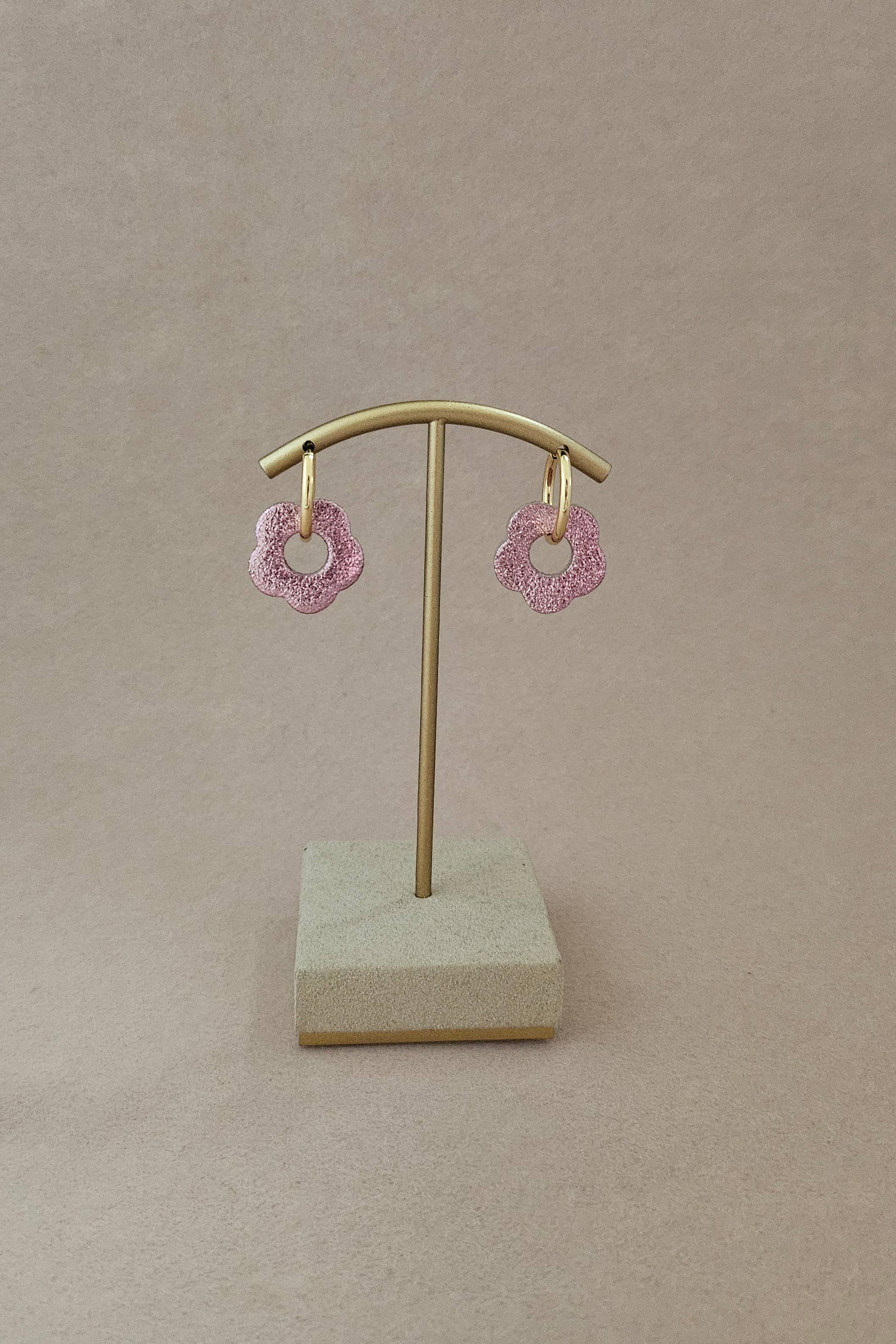 Royal marais - Wholesale Hoop Earrings - upcycled leather flower hoops 6