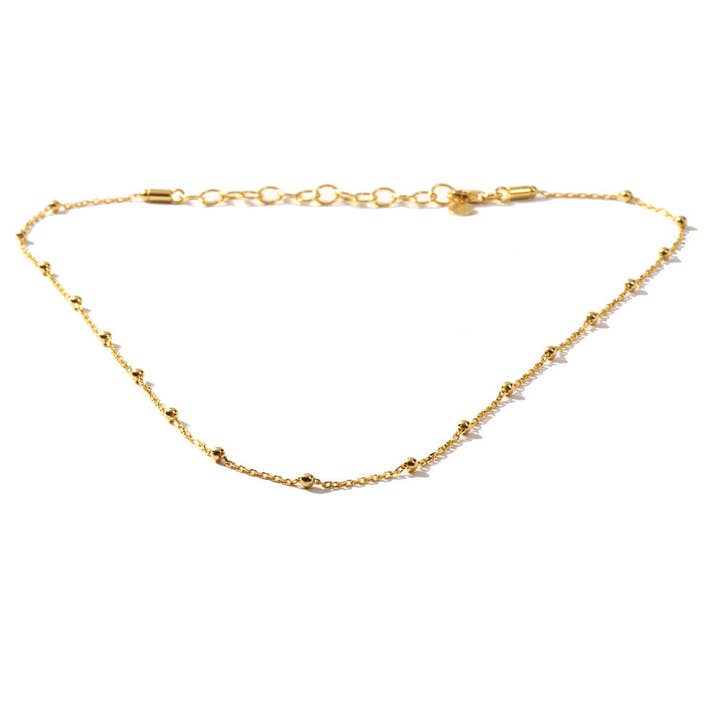 Collier chaîne unique en vermeil doré avec sphères pour la vente par Cocky Jewellery
