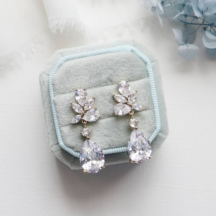 allureweddingjewelry - Vente Boucles d'oreilles pendantes - Boucles d'oreilles Natalia Cluster CZ2