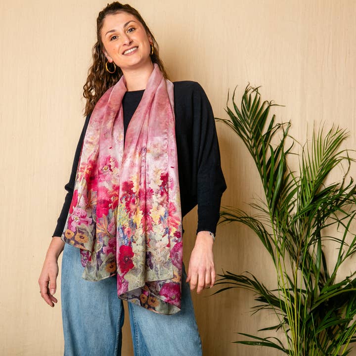 Meadow Large Silk Scarf for wholesale by Tilley & Grace