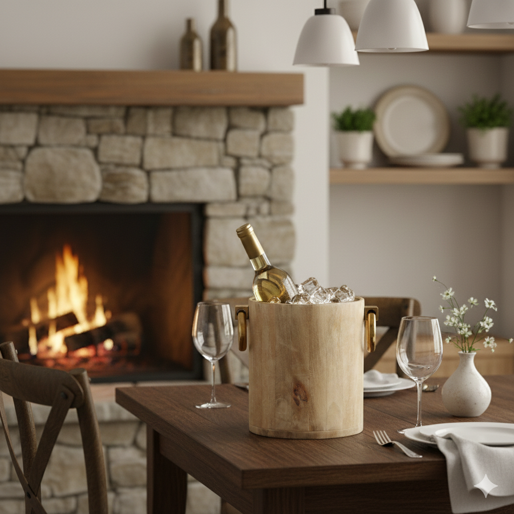 AULICA - Wholesale Party Tub - White wood champagne bucket with gold metal 25x30x28cm1