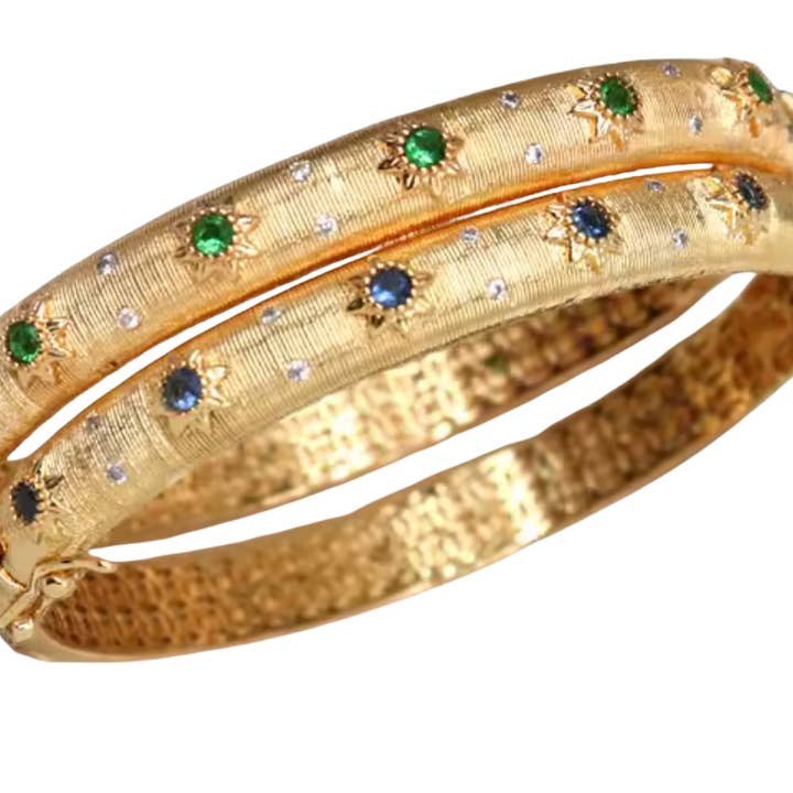 HoopLa - Wholesale Cuff bracelet - Opera Bracelet the Marci Open Hinge CZ Wrap 18K Gold Bangle5