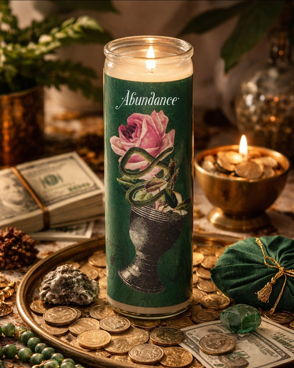 Snakes for Hair – wholesale Jar/filled candle – "Abundance" Soy Ritual Candle1