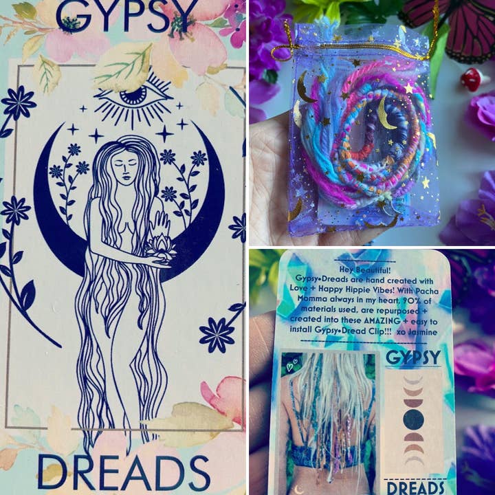 Sea Gypsy Designs - Wholesale Hair Clip - Women's - Bohemian Rag-Rug GYPSYDREADS clip-in 8