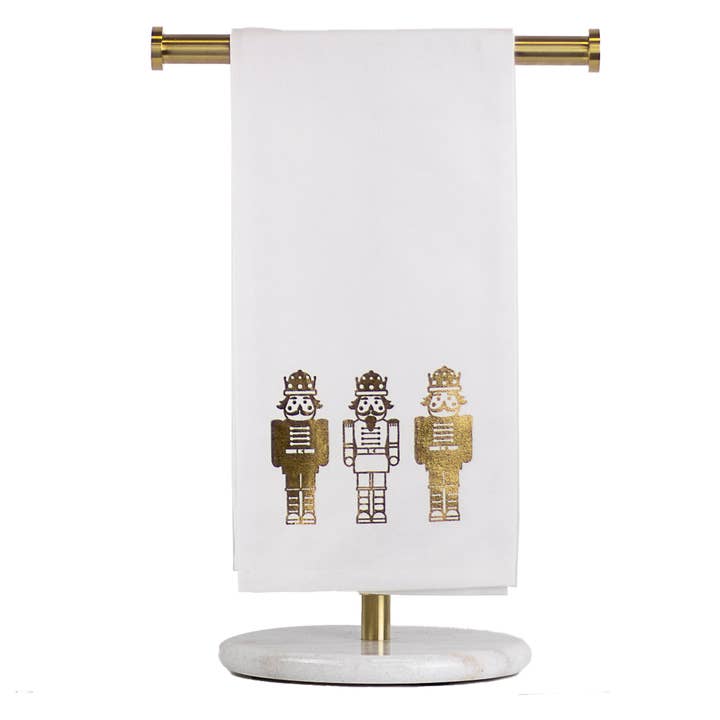 Nutcracker Glamour Hand Towel White/Gold 20x28 for wholesale by The Royal Standard