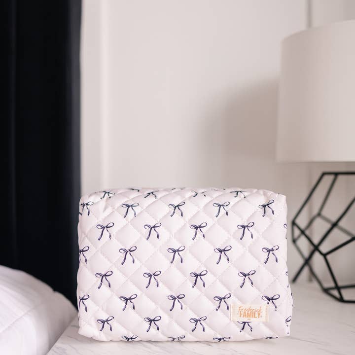 Frederick Family Co. - Wholesale Makeup/Cosmetic Bag - Quilted Carry All Pouch for Women – Large Makeup Organizer Bag, Stand Up Toiletry Case, Wide Zipper Opening, Cute Travel Pouch1