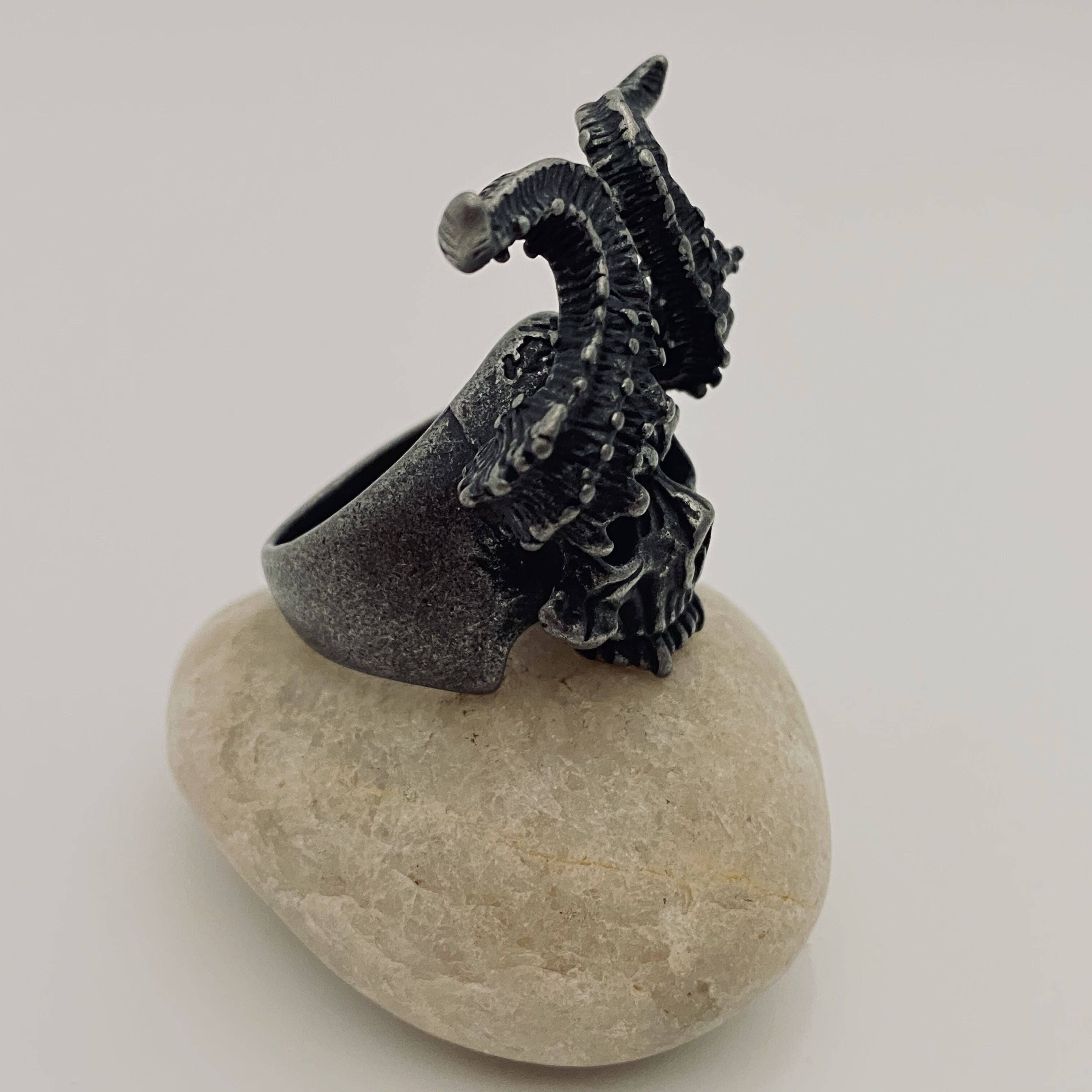 Mio Queena – Anel de cocktail/declaração por atacado – Anéis de caveira masculinos requintados de aço inoxidável3