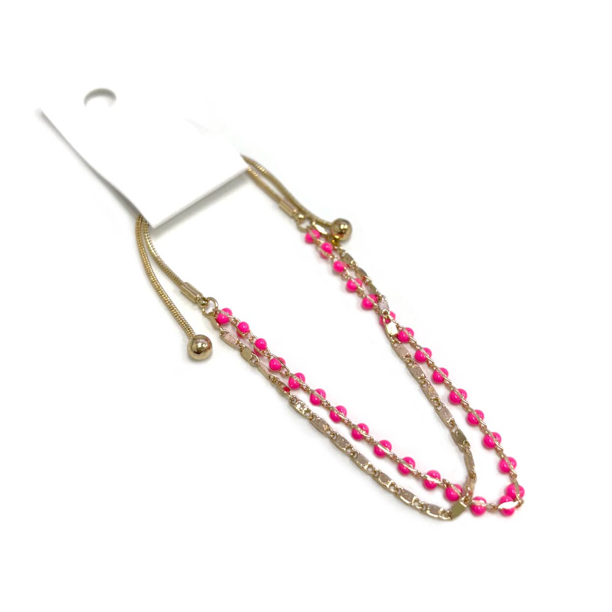 StarryNYC - Vente Bracelets maillon et chaîne - Bracelet ajustable à 2 lignes avec chaîne en époxy et chaîne délicate3