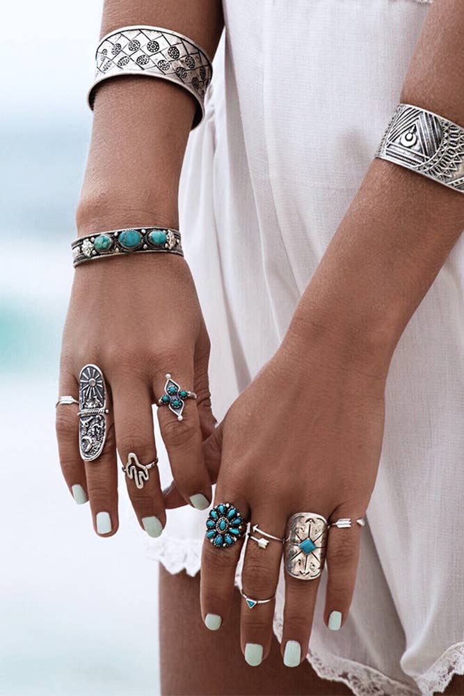 1 ACC145 Blume Kaktus Dreieck Pfeil 9-teiliger Ring für den Großhandel auf Faire2