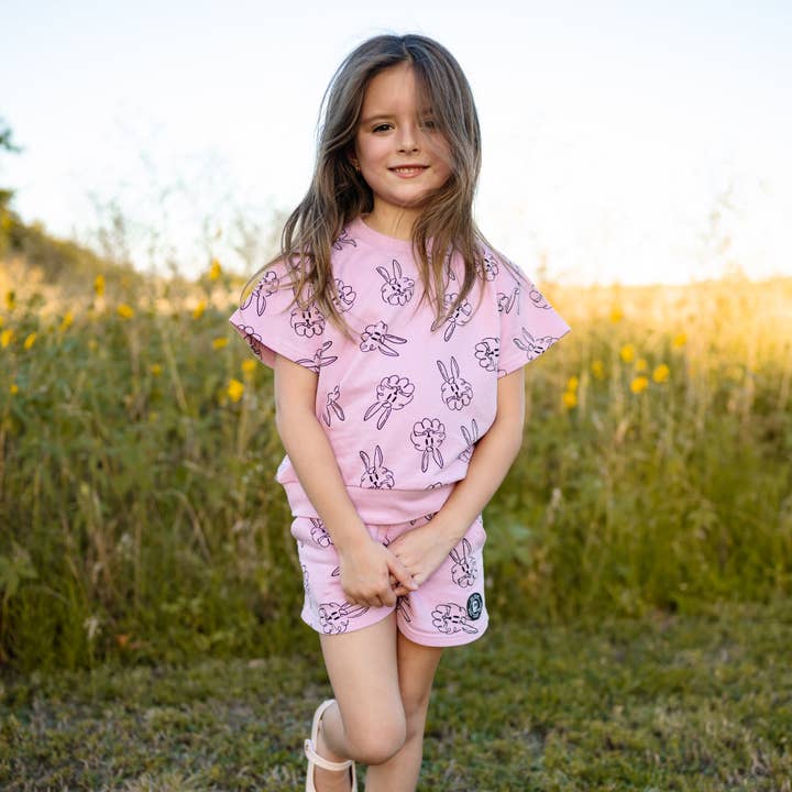 Luca Bunny Rabbit Pattern Top & Short Set for wholesale by Petite Hailey