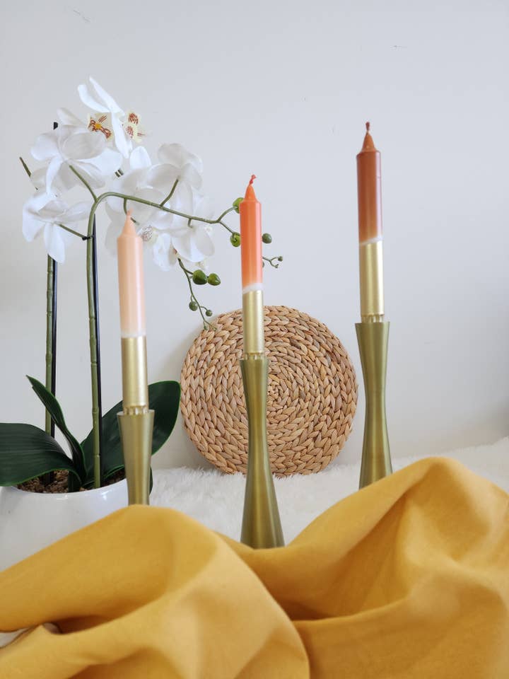 Shades of Brown (Metallic Gold) Dipped Candles for wholesale by Coloured Candles