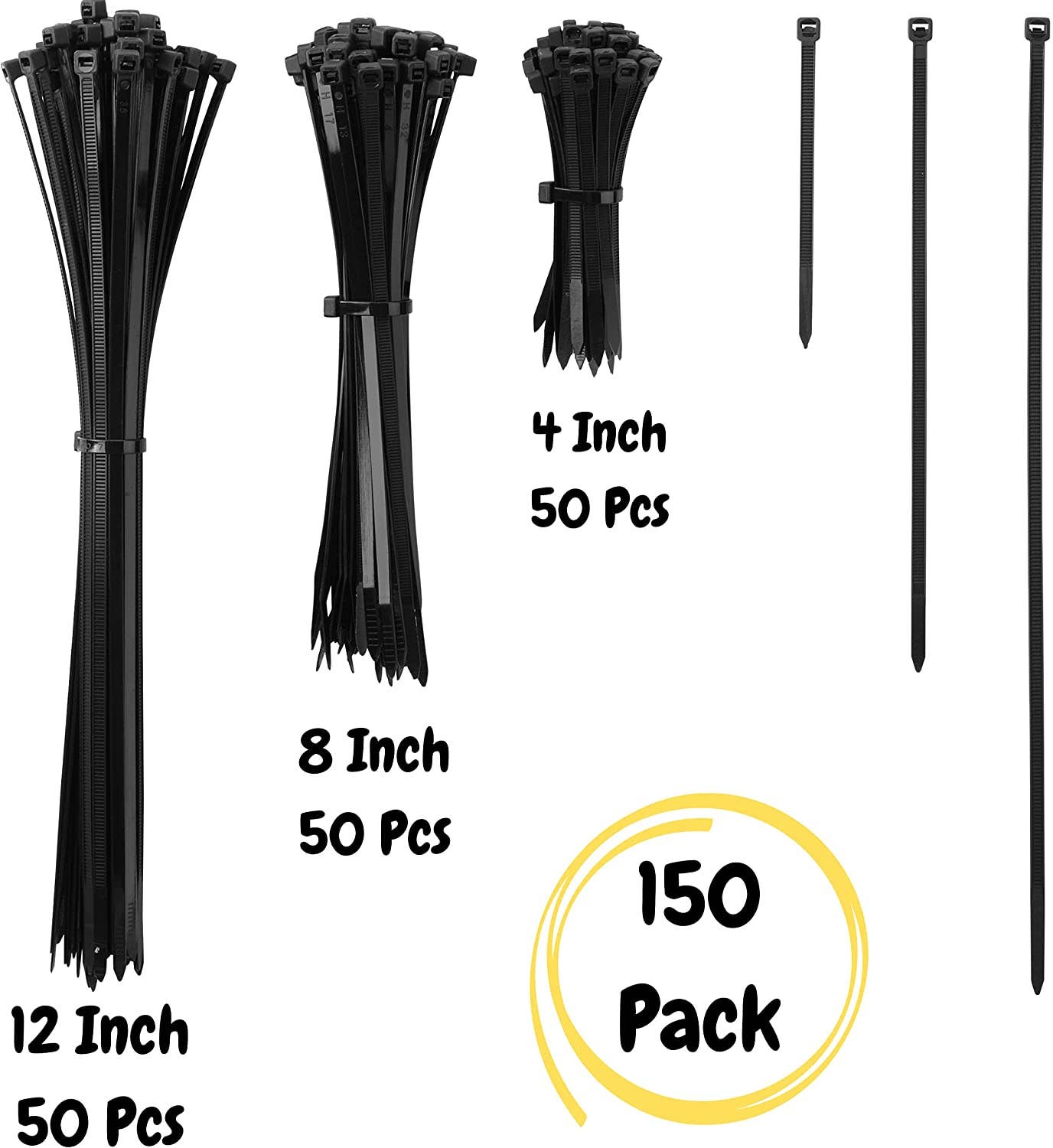 Bates Choice - Vente Outil de bricolage - Bates - Attaches de câble à glissière, paquet de 150, tailles assorties, 4/8/12 pouces2