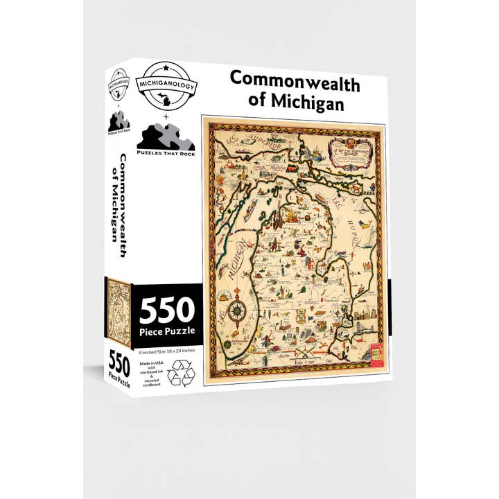 Commonwealth of Michigan Map 550-Piece Puzzle for wholesale by Puzzles That Rock