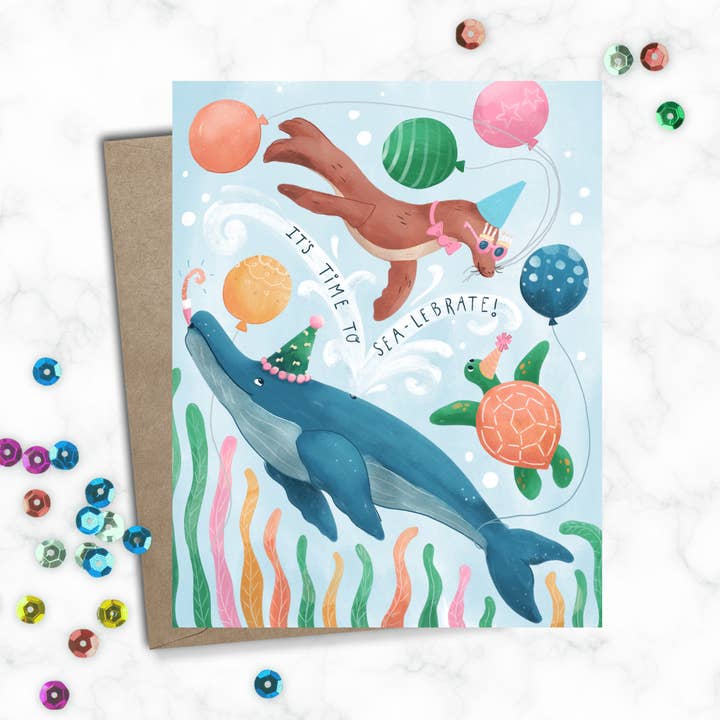 Carte d'anniversaire - Ocean pour la vente par Katie Stack Illustrates