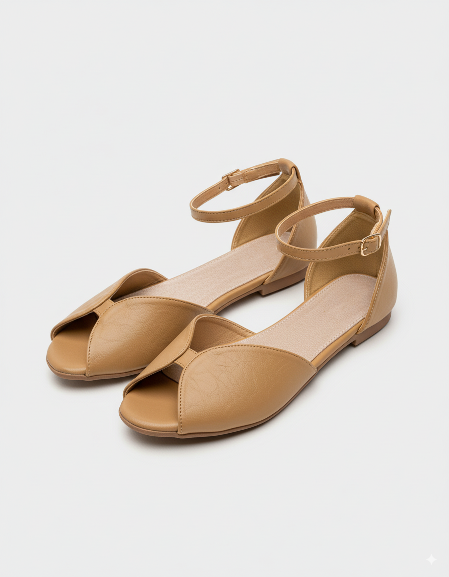 CEREZA – wholesale Lågskor - Dam – Cereza peep toe-ballerinas med platt sula och spänne7