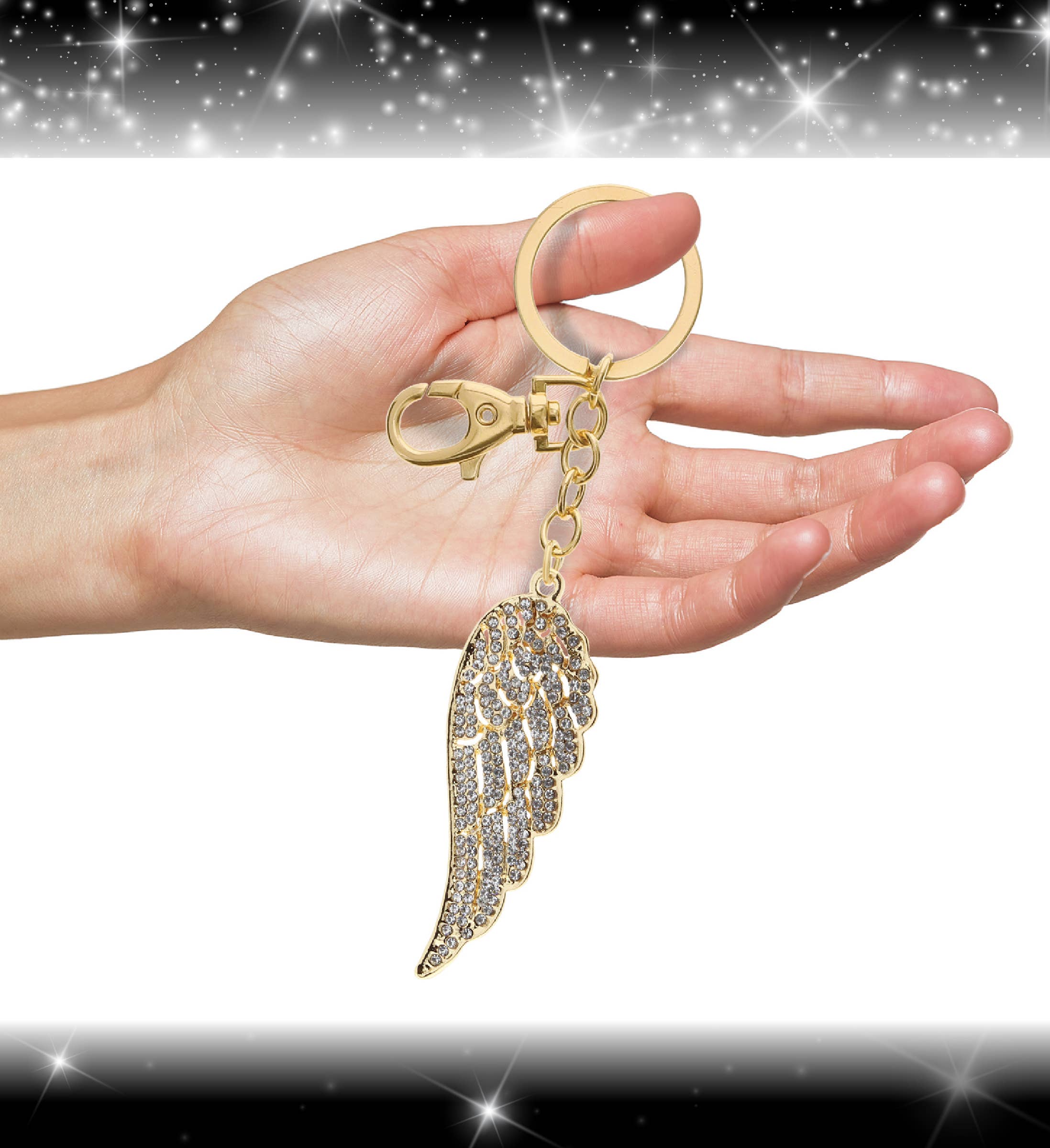 Cota Global – wholesale Keychain – Unisex – Gold Sparkling Charms - Angel Wing3