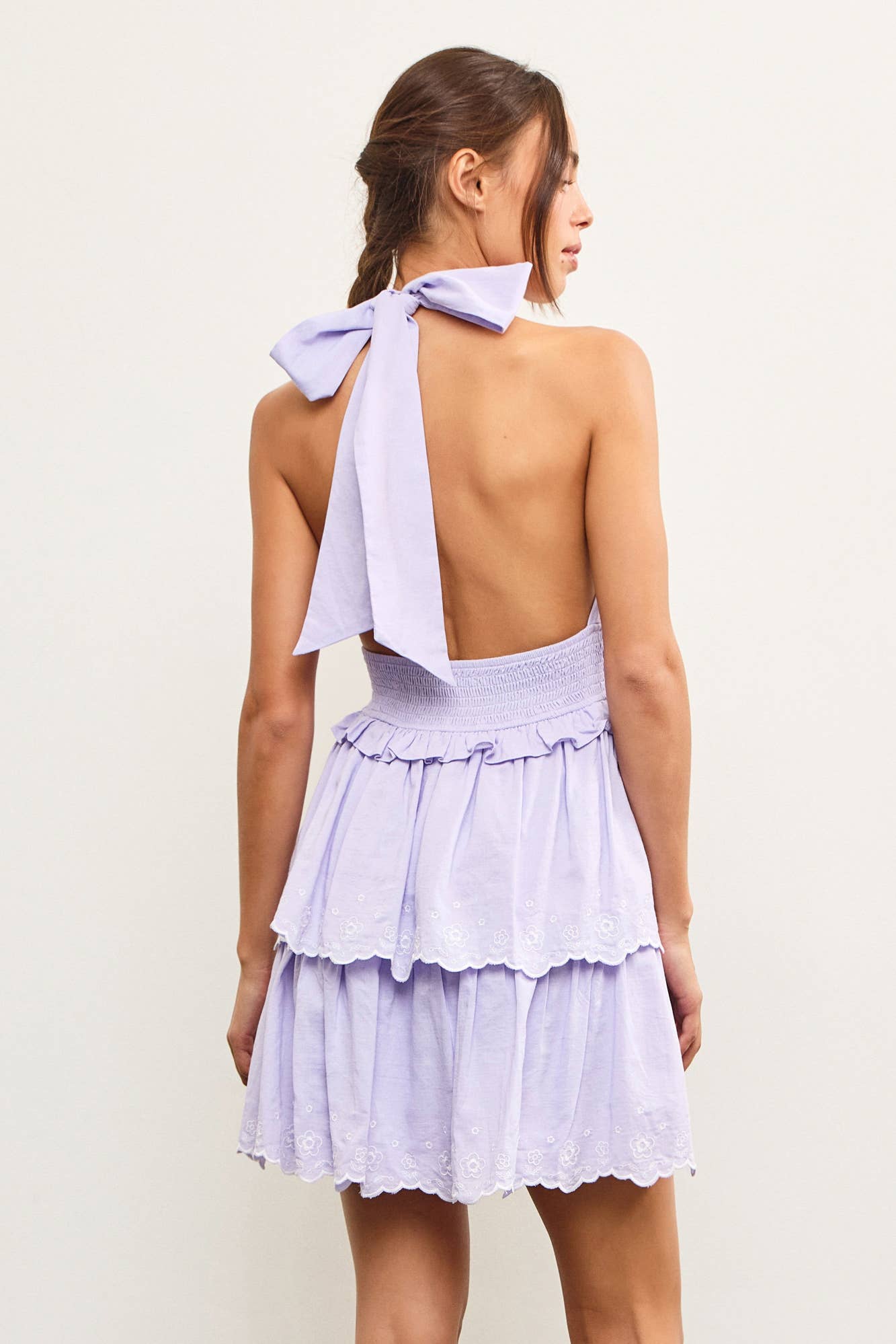 Mustard Seed - Wholesale Dress - Women's - HALTER NECK SMOCKED WAIST EMBROIDERED TIERED DRESS10